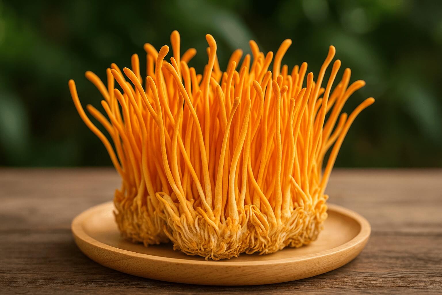 Cordyceps auf Holzschale