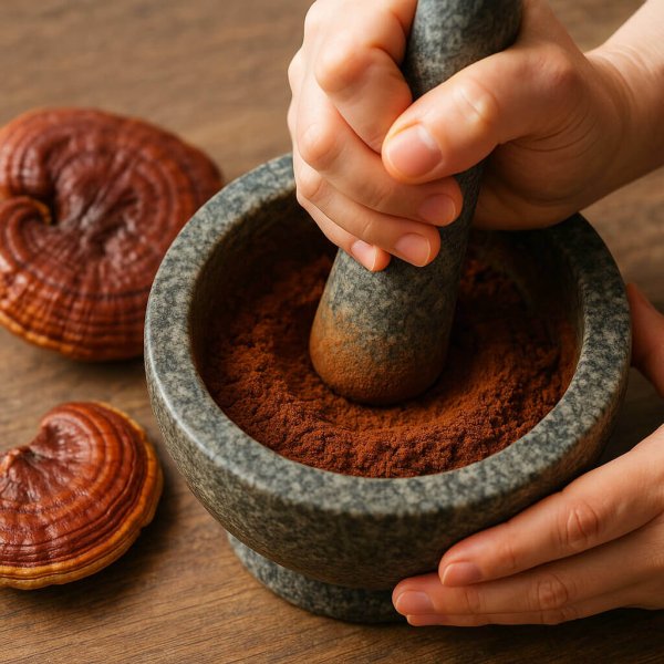 reishi-pulver-vermahlen
